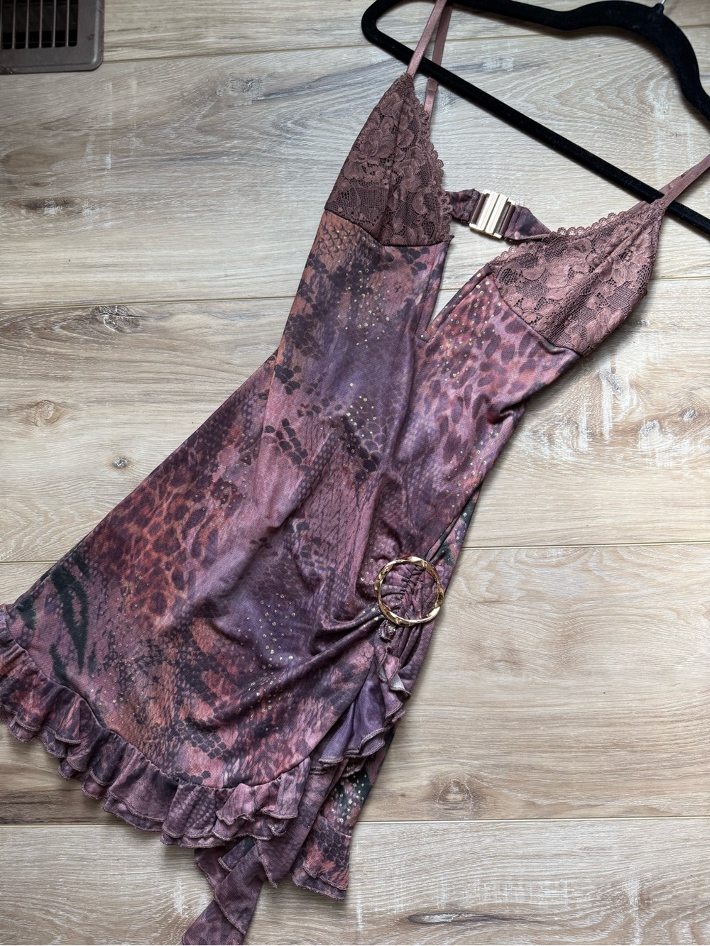 Outcast Animal-Print Mini Dress with Gold Ring Detail